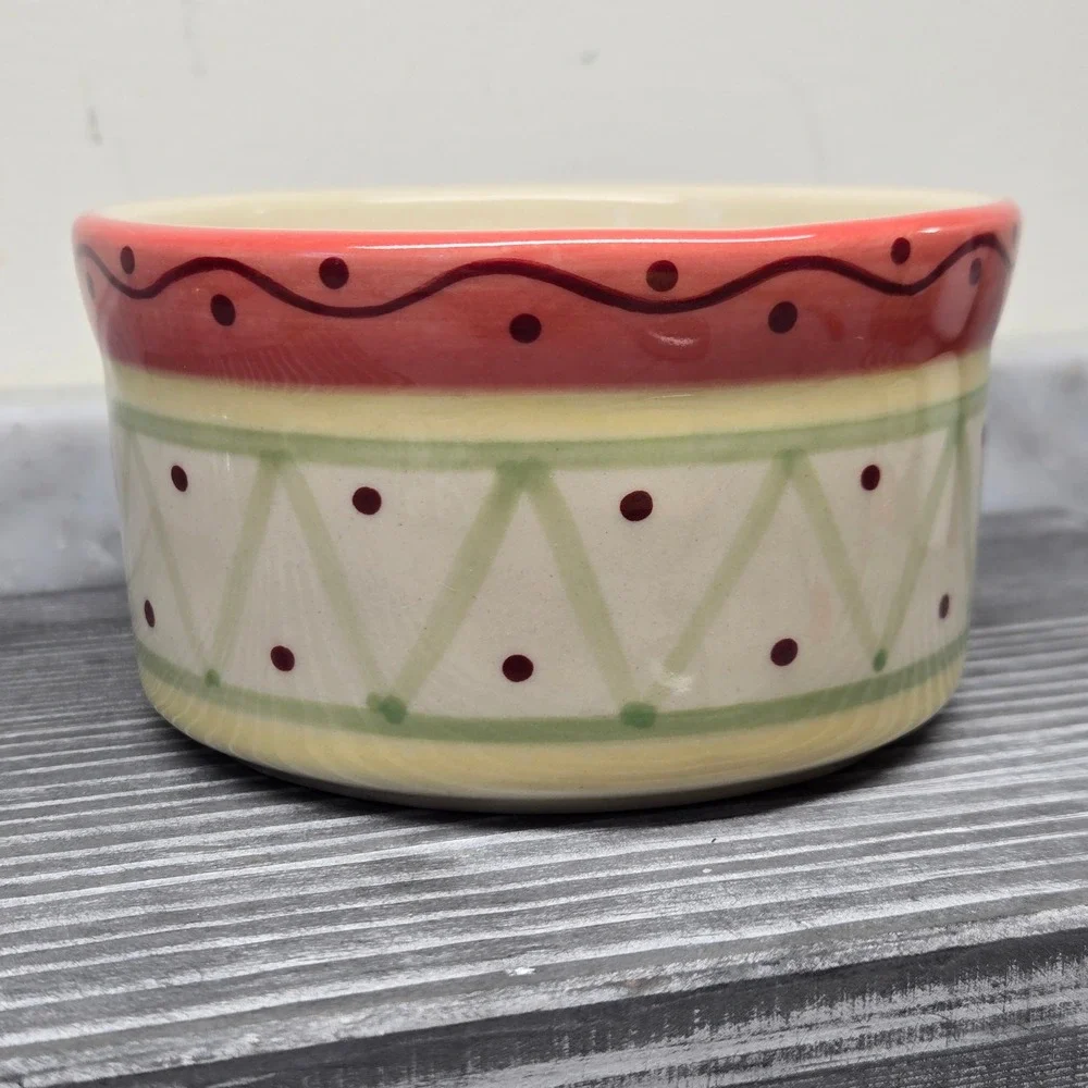 VTG Pfaltzgraff Secrets of‎ Pistoulet Jana Kolpen Ceramic Bowl, Red Green, 2002